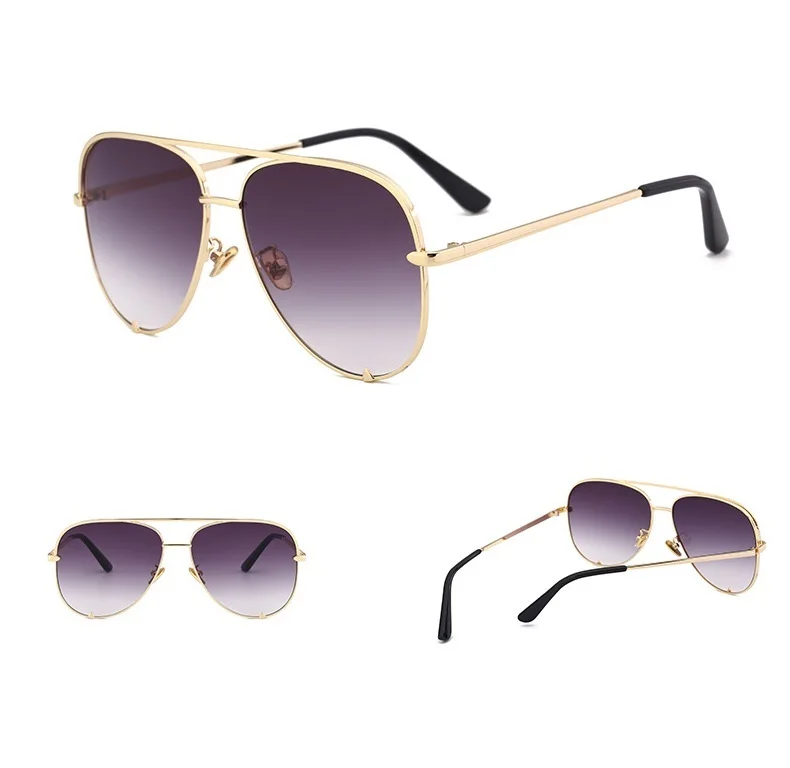 89231 австралийские стильные негабаритные дизайнерские солнцезащитные очки для женщин, женские солнцезащитные очки с градиентными линзами - Цвет линз: gold double grey