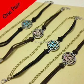 

Men Bracelets!10PCS(5Pairs)Bow and Arrow Bracelets Korean Lover Hand catenary Hide Rope Cuff Bangles Lovers Wristbands