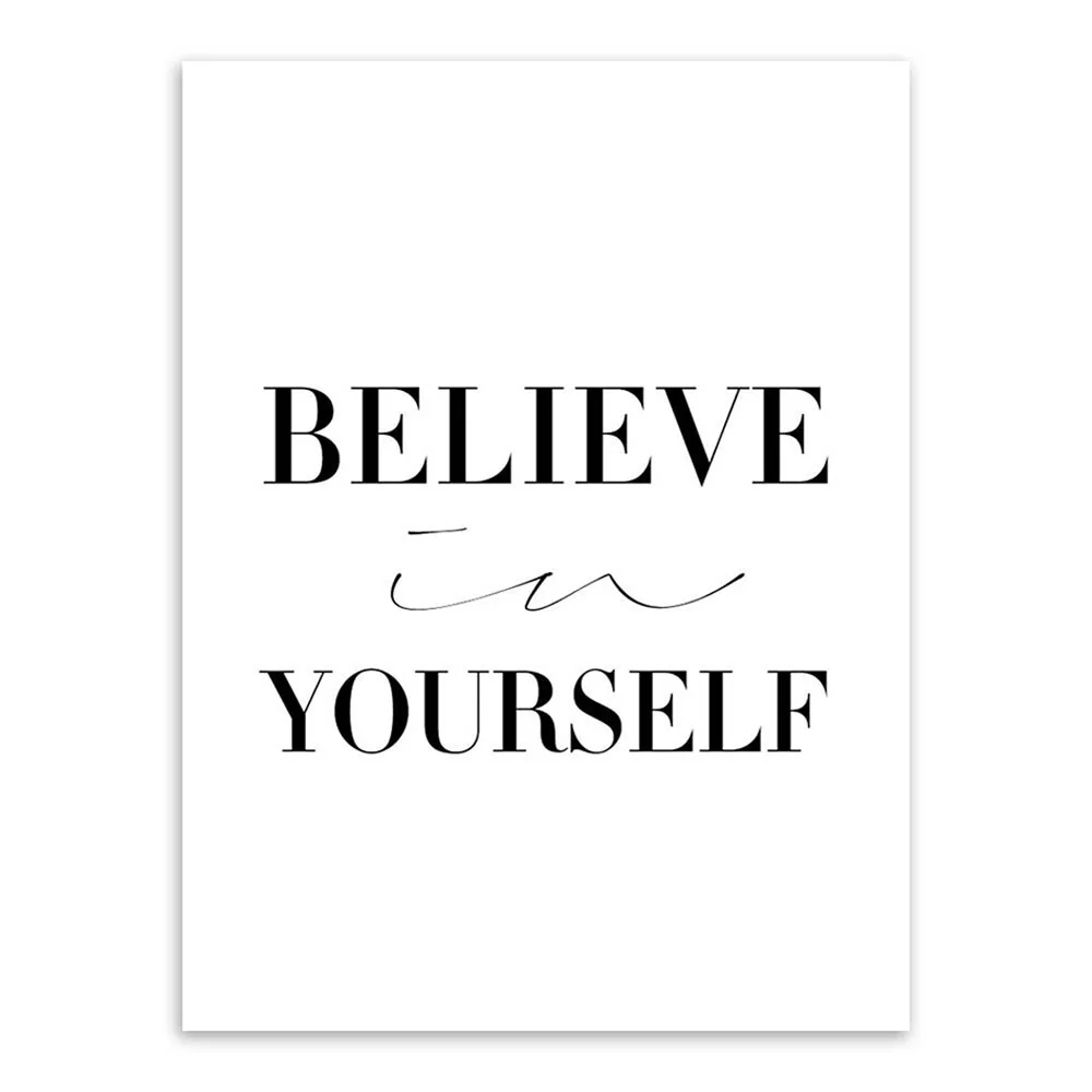 Black White Minimalist Motivational Typography Believe Quotes Art Print Poster Wall Picture Canvas Painting No Frame Home Decor Art Print Poster Wall Picturesprint Poster Aliexpress