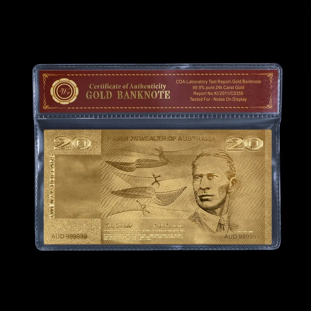 Gold Old 20 Aussie Australian Banknote In PVC Frame With 