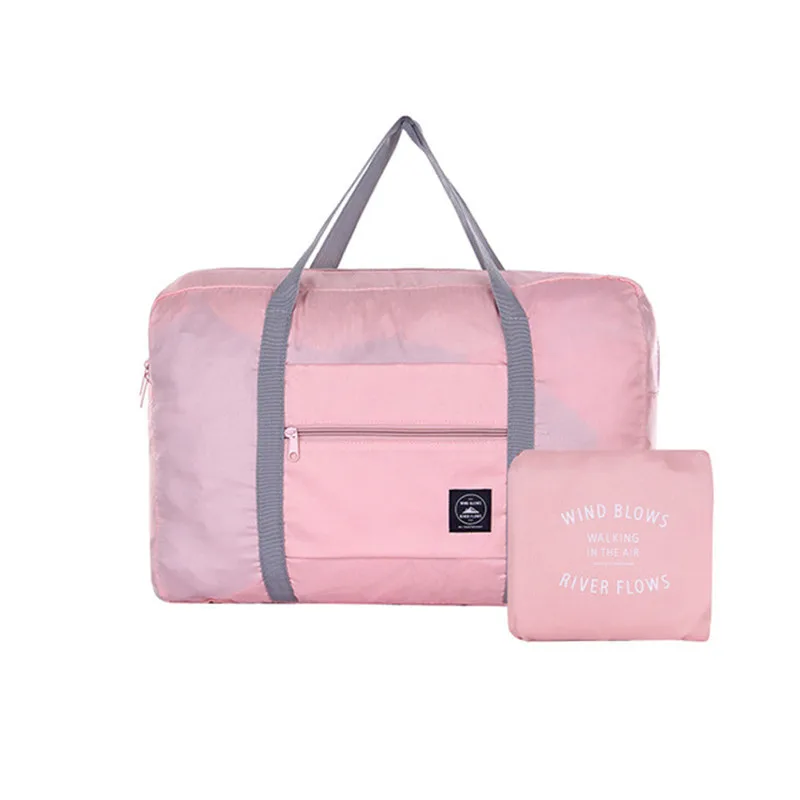 Водонепроницаемые нейлоновые дорожные сумки, органайзер, упаковочные кубики для женщин и мужчин, большая емкость, Складная спортивная сумка, багаж для девушек, праздничная сумка - Цвет: Pink