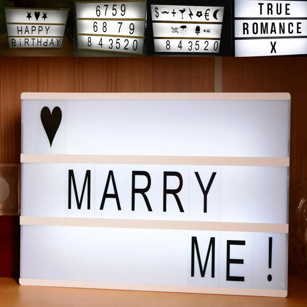 

Creative 3 Line A4 Size LED Cinema Light Box Energized Mode Cinematic Lightbox Letter and Number Combination Puzzle Lamp