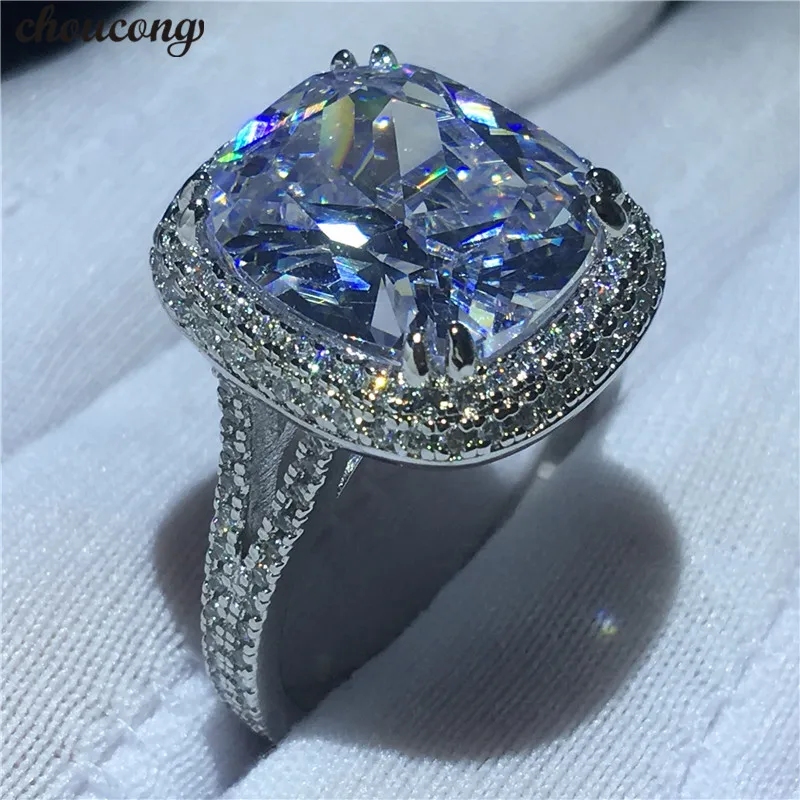Choucong, большое роскошное кольцо, 925 пробы Серебряная подушка, 8ct, AAAAA, циркон, cz, обручальное кольцо, кольца для женщин, ювелирные изделия