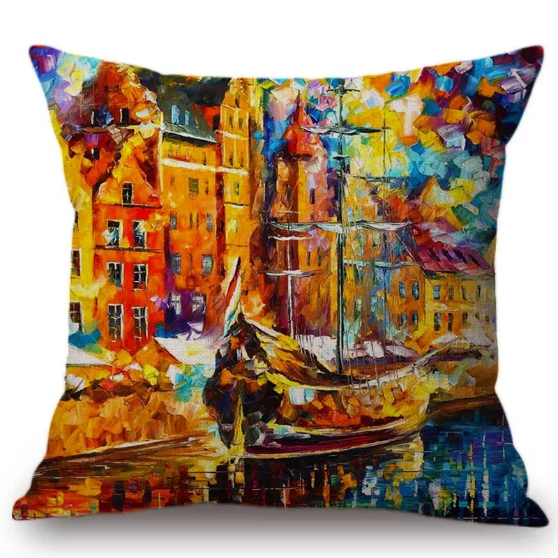 

Europe Impressionism Oil Painting Venice Impression Colorful Gallery Collection Home Decorative Sofa Pillow Case Cushion Cover