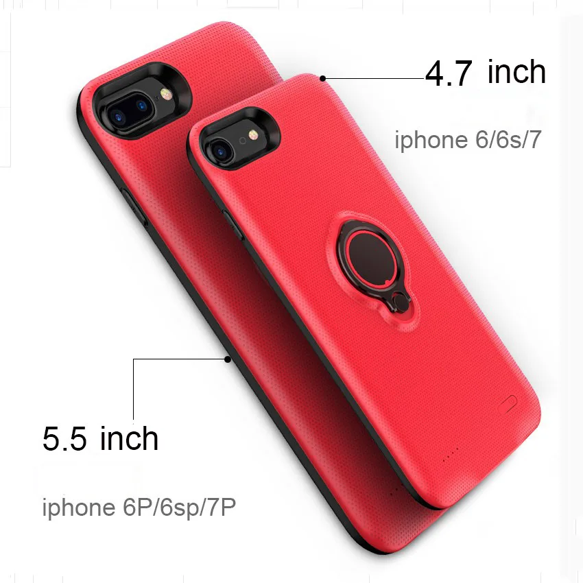 5000/7000mah power case battery charger protector phone Finger ring Smart Support cover for iphone 7 8plus