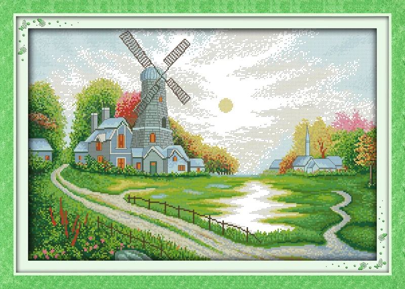 Ветряная мельница Набор для вышивки крестом lanscape garden 14ct 11ct печать холста вышивка