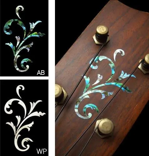 Наклейки на голову с инкрустацией наклейки маленькие лозы Abalone синий (AB)|headstock