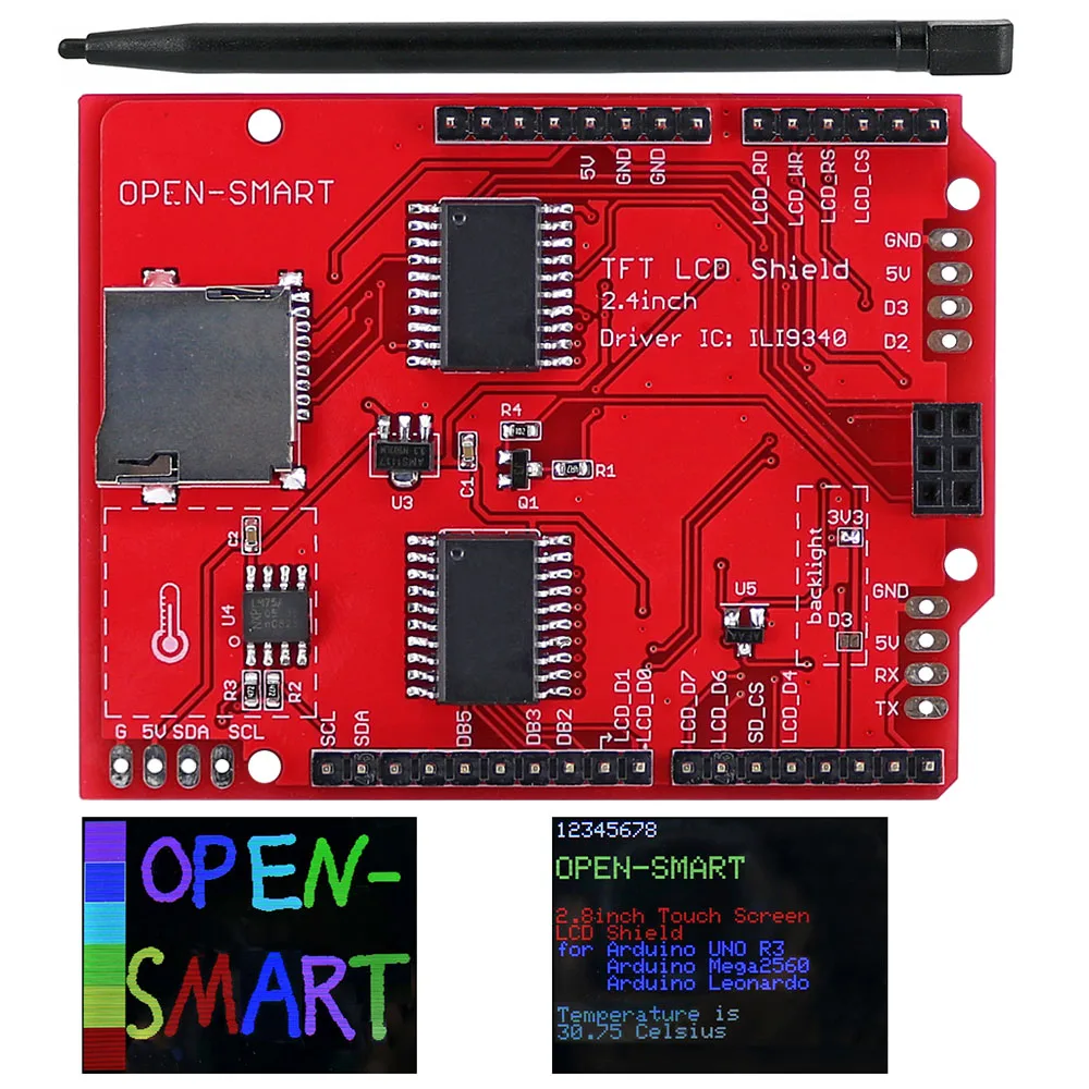 2,4 дюймов TFT ЖК-дисплей Дисплей модуль Сенсорный экран щит ILI9325 IC на борту датчик температуры + ручка для Arduino UNO R3/Mega 2560 R3