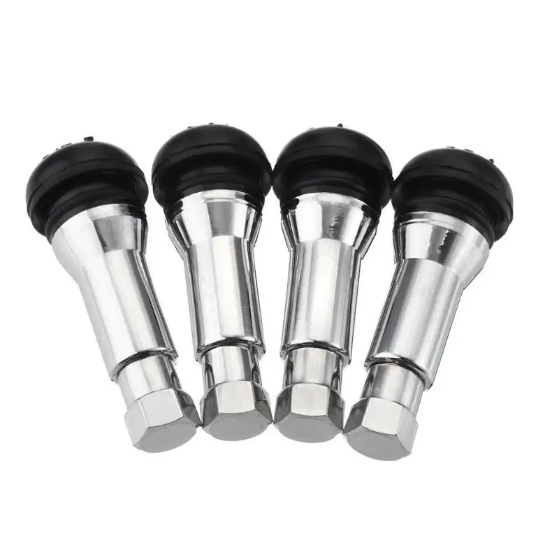 

4pcs TR414 Chrome Tubeless Snap In Wheel Tire Valve Stems Rubber Dust Caps
