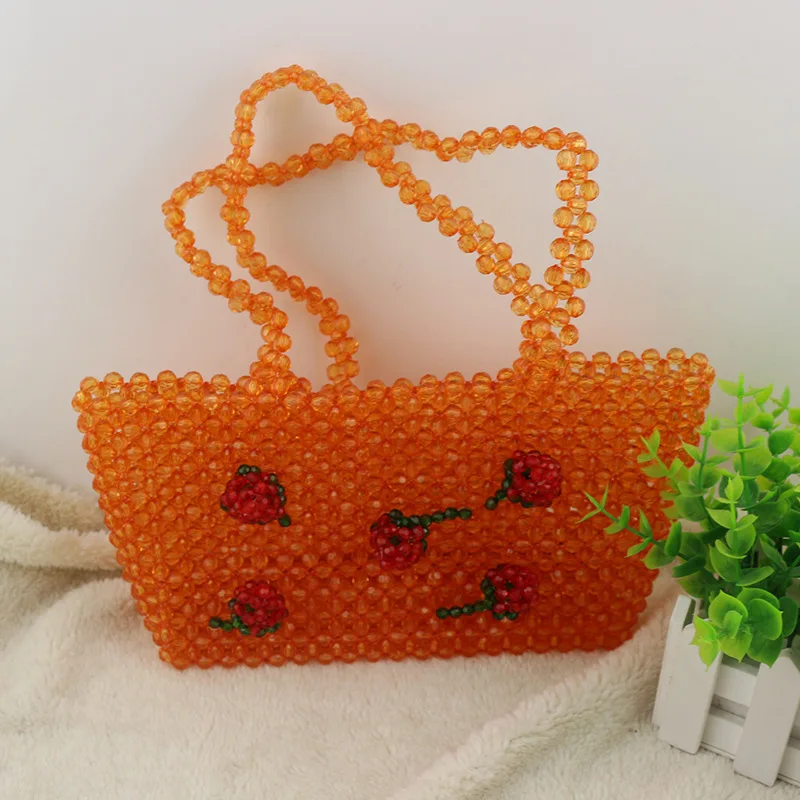 

New Street Photography Orange Cherry Beaded Acrylic Bag Hollow Out Shoulder Bag