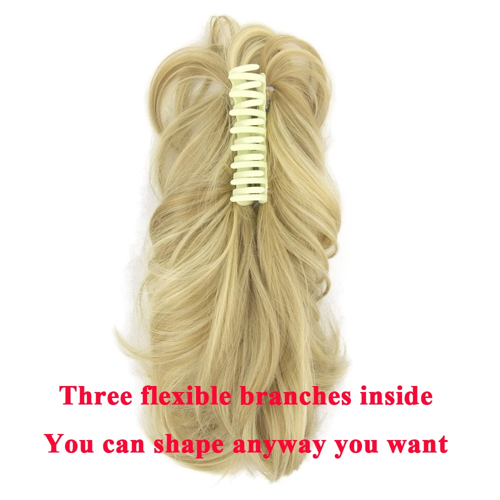  Soowee High Temperature Curly Hair Piece Blonde Claw Ponytail Synthetic Hair Black Clip In Hair Ext