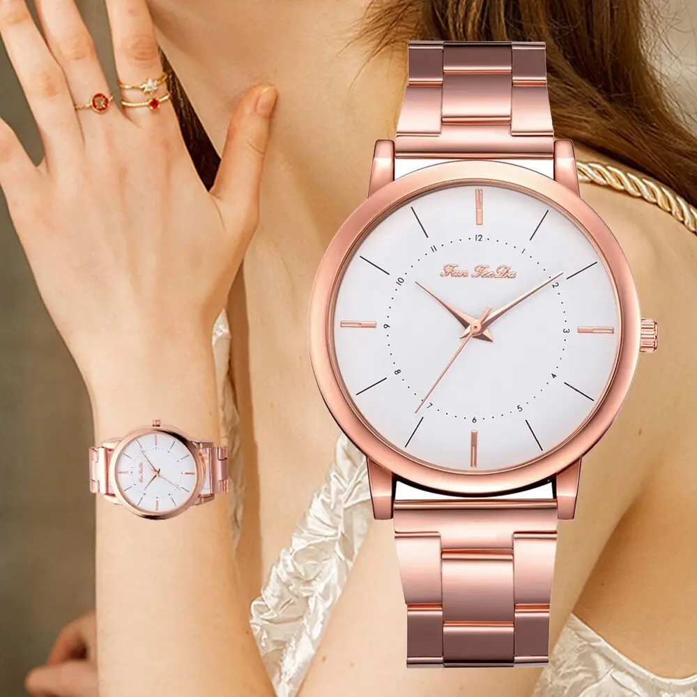 

2019 Fanteeda Brand Watches For Women Rose Gold Silicone Band Clock Fashion Women Sport Bracelet Watch Quartz Relogio Feminino