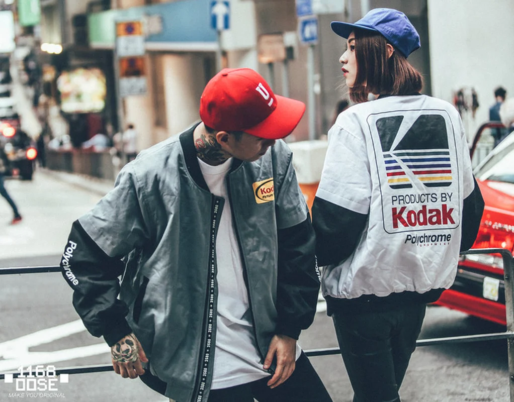 

Japanese Hip Hop Style MA1 Bomber Jacket Harajuku Pilot Street Printing Kodak Jackets Men Women Coat Brand Clothing RS-266