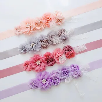 

New Creative Silk Ribbon Long Thin Belts Chiffon Flowers Woman Sash Belts Lace Bowknot Fashion Wedding Bridal Party Accessories