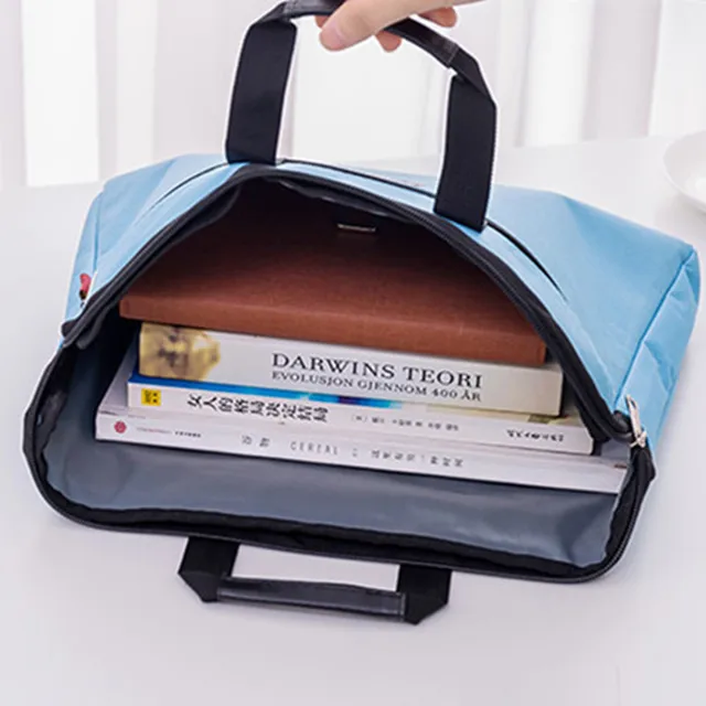 Durable Book A4 Document Bag File Folder Holder Bag With Handle Zip Closure Short Business Travel Man Handbag Red Black 5