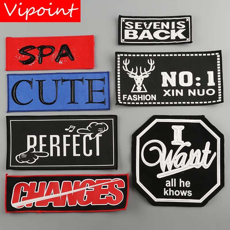 

VIPOINT embroidery printed warning patches letter alphabet patches badges applique patches for clothing YM-7