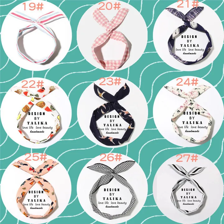 2 Metal Wire Scarf Headband Headwear Women Rabbit Ear Hairband Fabric Hairwrap Tie Head Band Bowknot Hair Accessories For Women 30