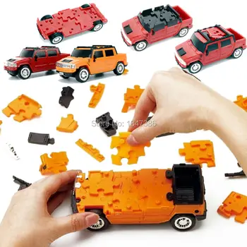 

3D Model Kits 1:32 Orange and Red Hummer H2 Building Kits,Funny Vehicle Blocks Toy Educational toys for children,70 PCS