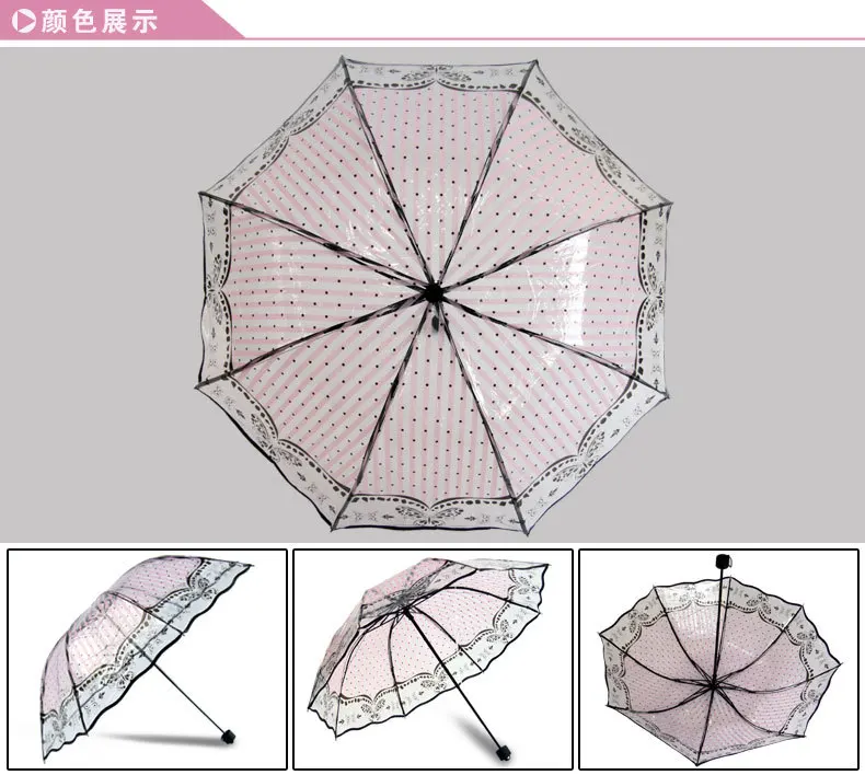 Солнечный и дождливый прозрачный зонтик, женский ветрозащитный зонтик, утолщенный, трехслойный, рекламный, для женщин, девушек, paraguas