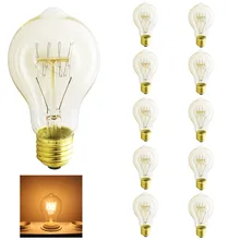 10x лампочка винтажные a19 лампа накаливания Ретро лампа Эдисона e27 220 В пламя освещение фар для Рождества с регулируемой яркостью