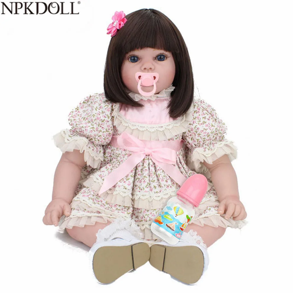 NPKDOLL 22 дюйма 55 см кукла реборн реалистичное Силиконовое тело с длинными волосами