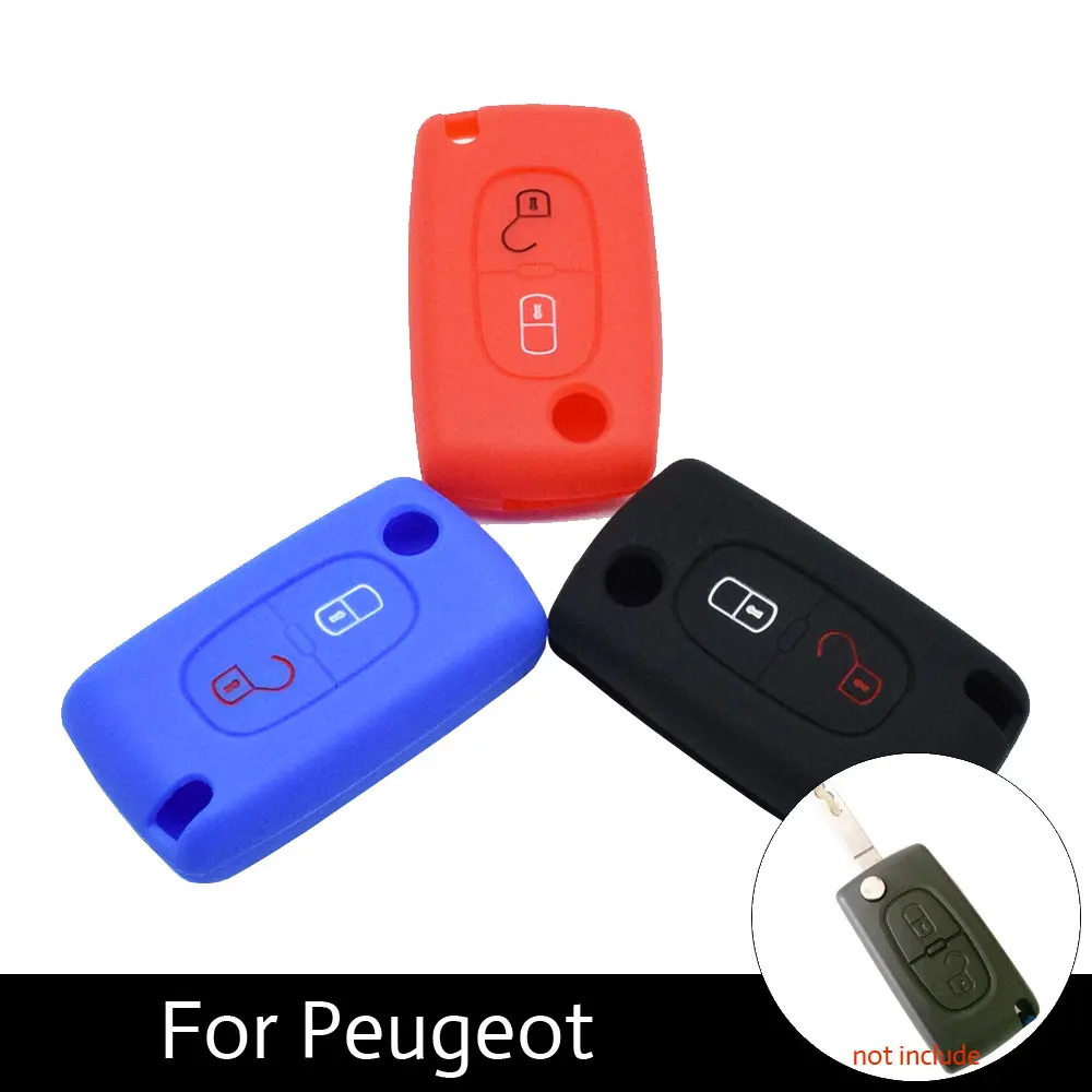 

ATOBABI 2 Buttons Car Flip Key Silicone Case For Peugeot 206 207 4008 Car Remote Controller CITREN C2 C3 C5 C-Quantre Key Case