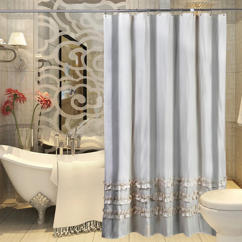 180x200cm 200x200cm Retro Beige Lace Stripes Coffee House Shower