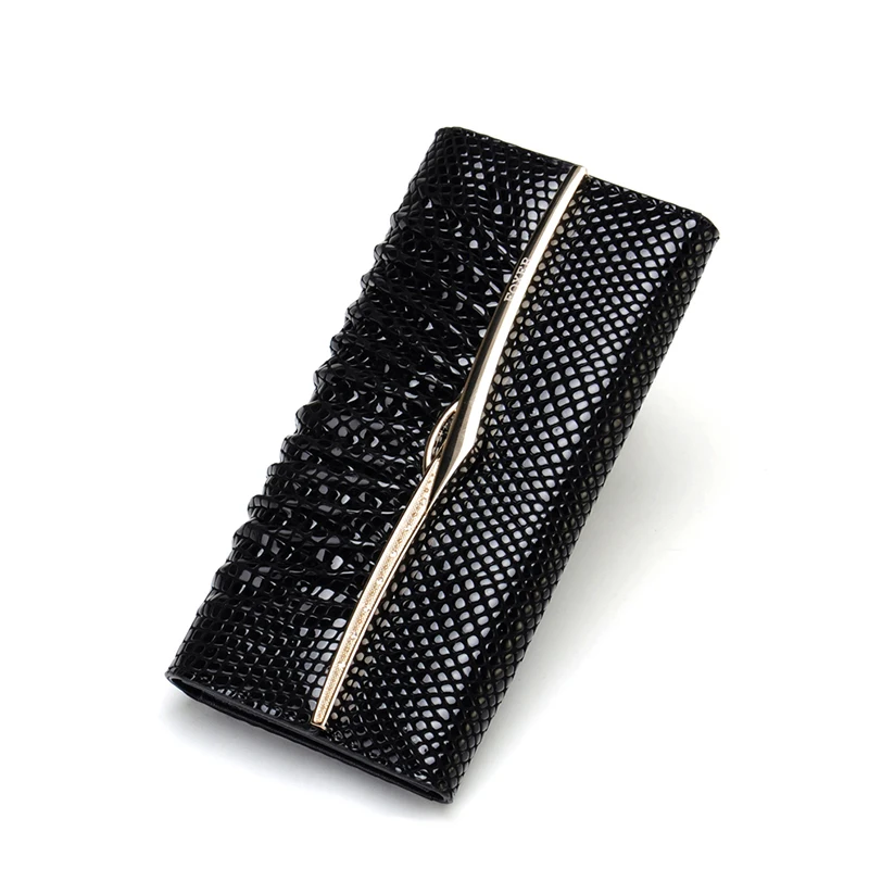 

Women Leather Trifold Wallet Luxury Clutch Wallet Card Organizer Travel Purse for Ladies (Black)