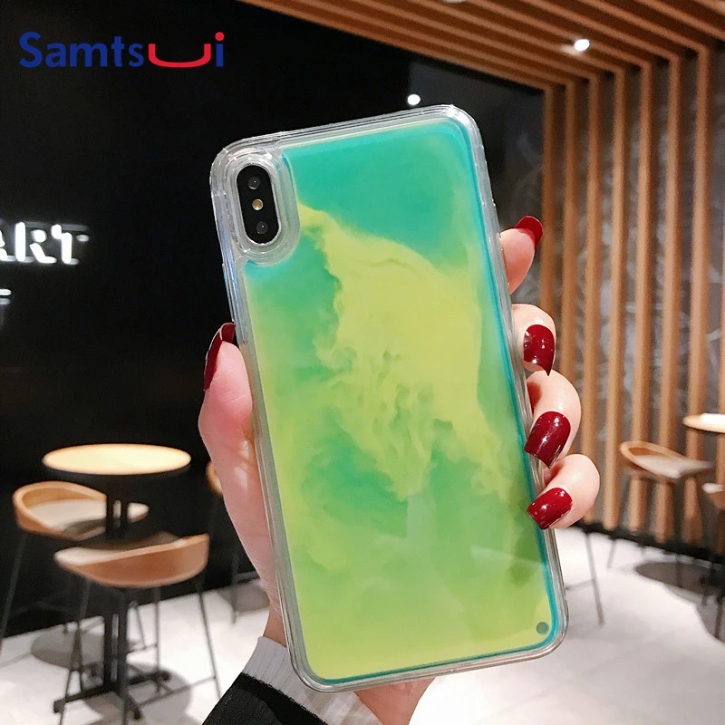 

Samtsui Luminous Dynamic Quicksand Case For iPhone XR X XS XMAX Hard PC Shockproof Cover For iPhone 6 7 8 Plus Protective Shell