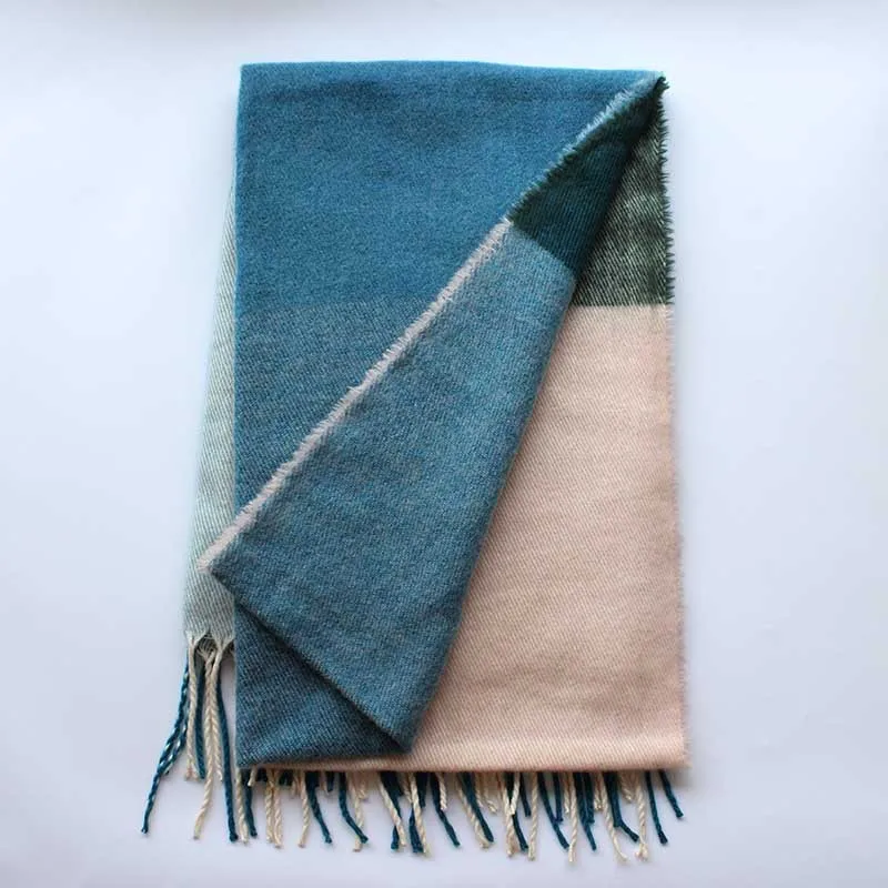 Новое поступление клетчатые кашемировые шарфы с кисточками для женщин Зимний толстый теплый акриловый шарф-одеяло