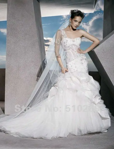 Free Shipping New Arrival Custom-made NDW-SU70 Beaded Side Draped Strapless High Quality Satin Wedding Dresses |