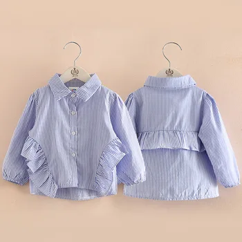 

Blouse For Girls 2019 Spring Autumn 2-9 10 Years Children Lolita Style Long Sleeve Kids Baby Girl Striped Ruffle Blouses Shirts