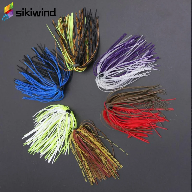 6 Bundles/50 Strands Fishing Silicone Skirts Bass Lure DIY Accessories Spinner Rubber Jig Carp