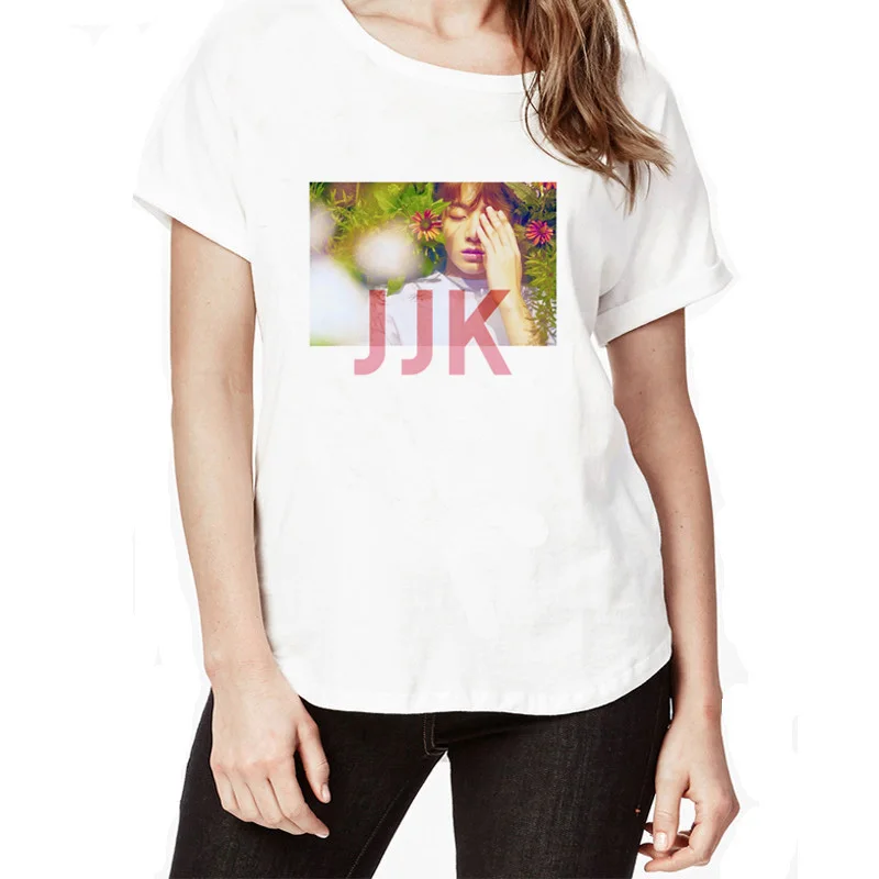 

jungkook Tshirt Women Roses Skull Printed Tees Shirts Summer Style Off Shoulder Casual T-shirts Tee Tops WT2728