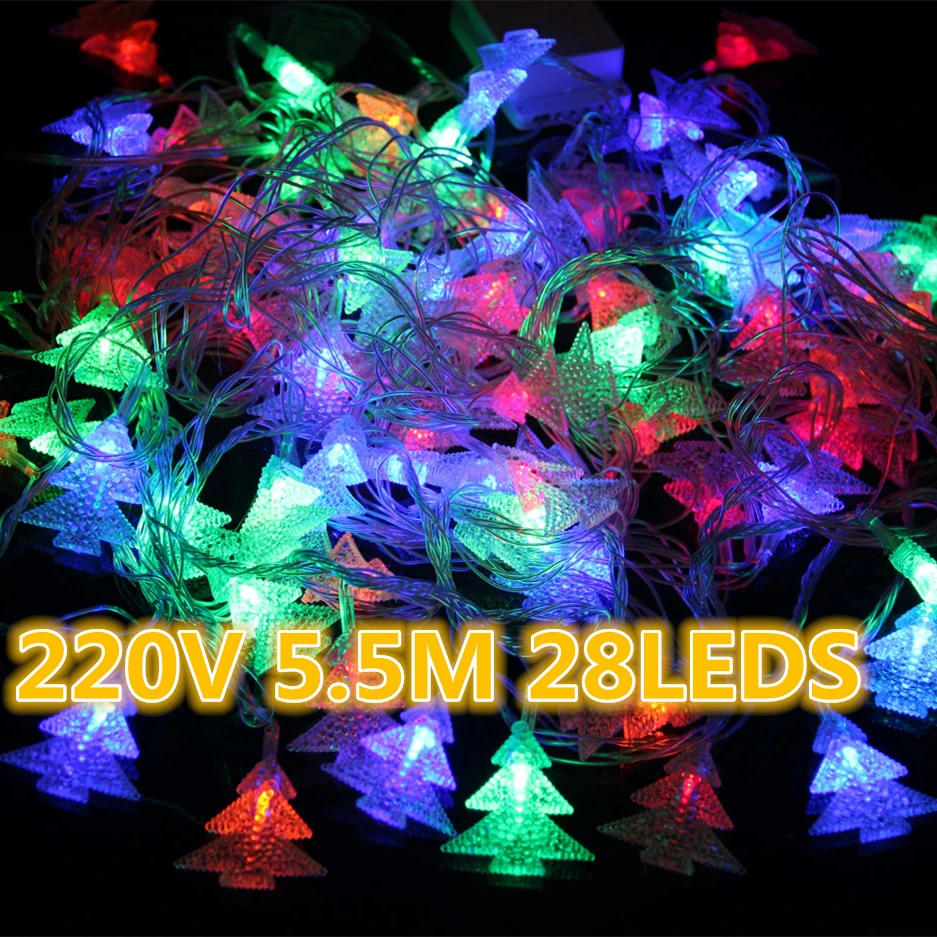 Holiday lighting LED Christmas tree string lights Colorful 5.5 m 28 leds waterproof Garland ...