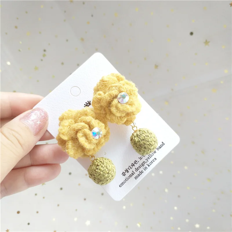 Корейский ручной работы желтый дизайн сердце осень зима женские Висячие серьги Модные ювелирные изделия аксессуары Wholesale-JQD5