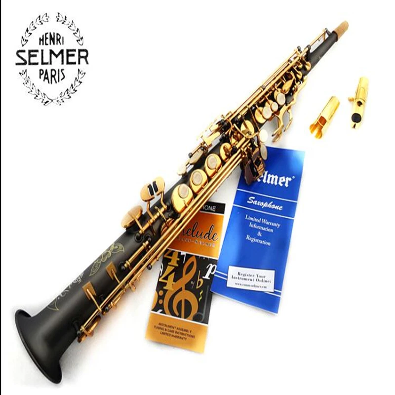 

high quality Soprano saxophone54 B sax musical instrument matt one pieceTop Black nickel gold saxophone
