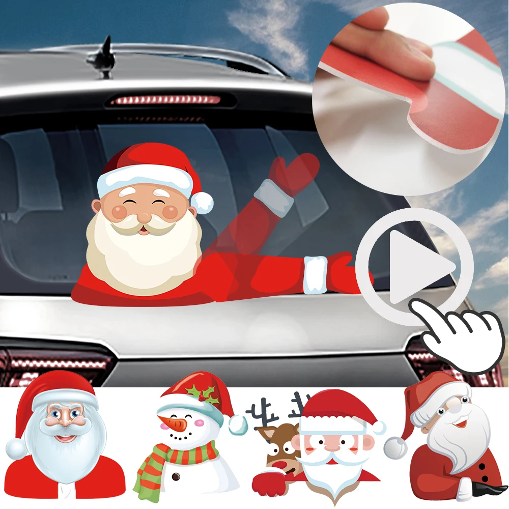 

Car Rear Wiper Decal Sticker Santa Claus Christmas Windshield Wiper Tags Decoration Car Styling Auto Decoration Accessories @@