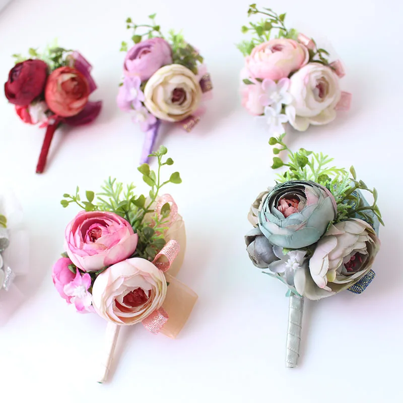 Wedding Corsages and Boutonnieres men groom artificial flowers  (22)