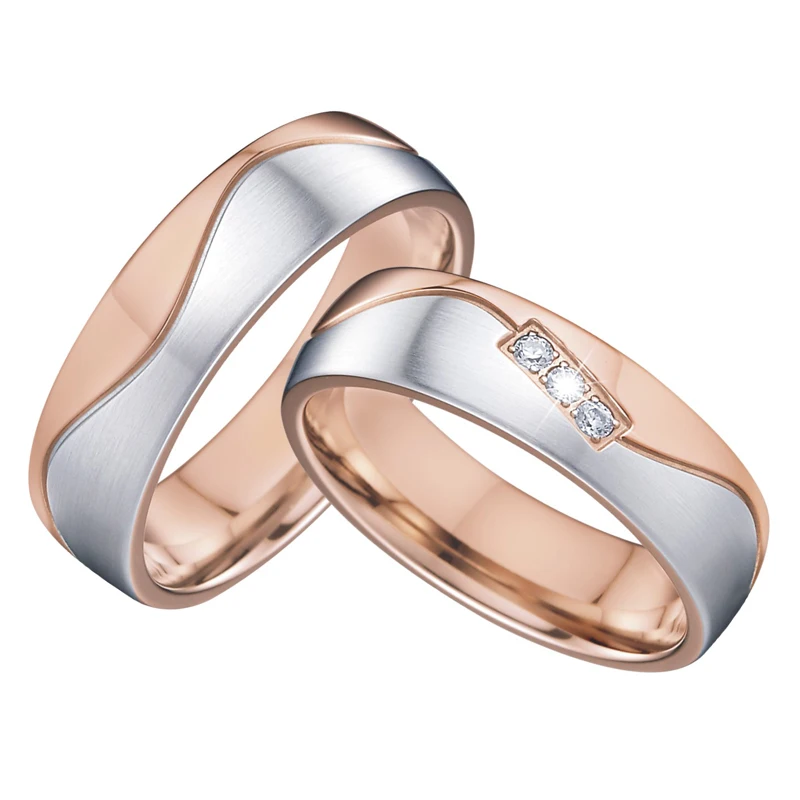 vintage elegance alliance men's ring women's ring promise wedding band couple rings pair rose gold color two tone bicolor (5)