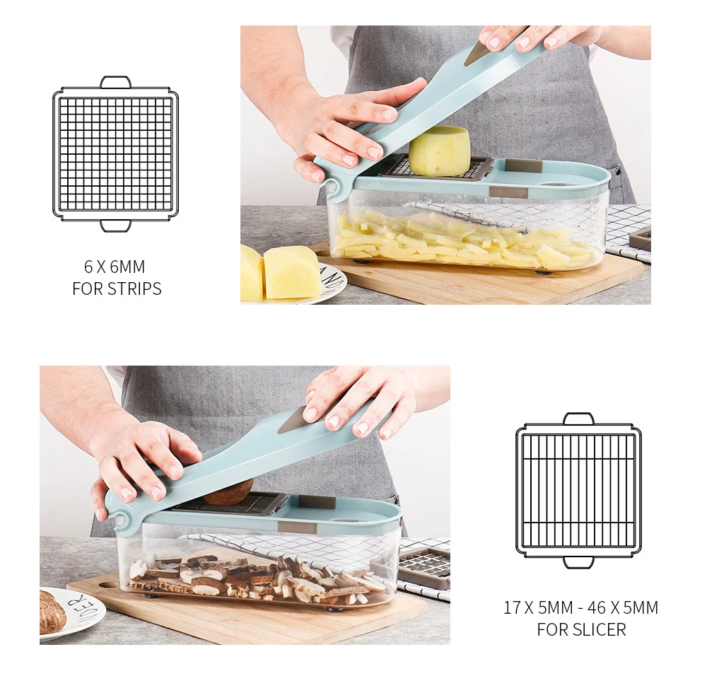 Multifunctional Onion Vegetable Chopper Slicer Dicer Cutter with 3 Blades
