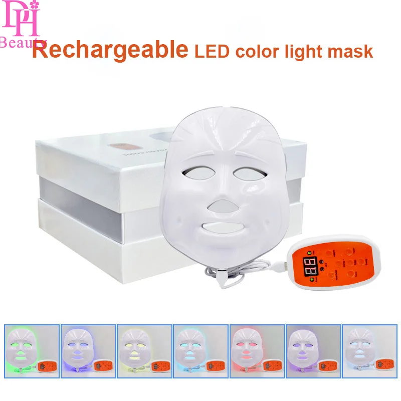 

2017 Newest 7 Color LED Facial Mask Photon Electric LED Mask Anti Wrinkle Acne Removal Face Skin Rejuvenation Rechargeable