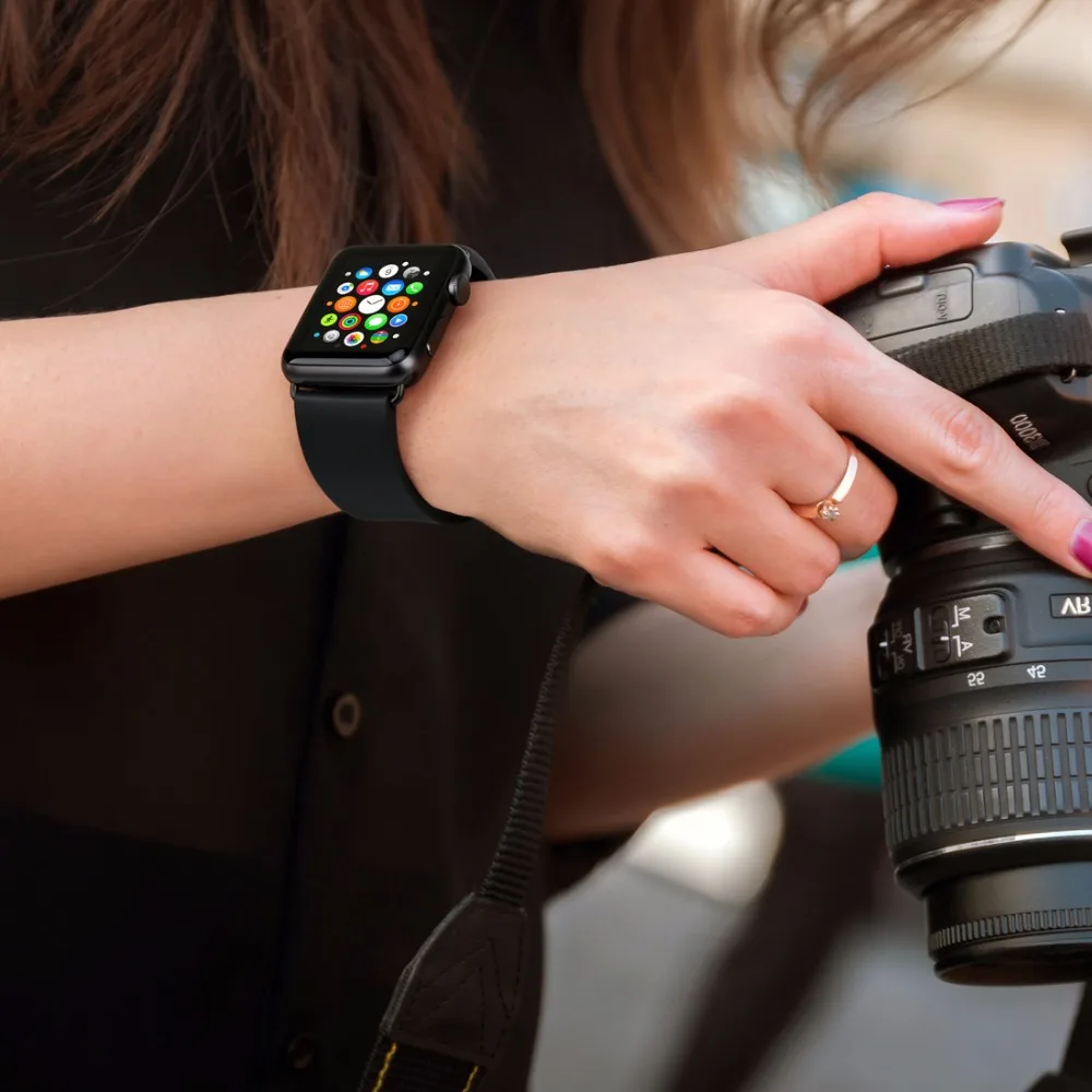 Ремешок для часов MAIKES Apple Watch Band спортивный браслет 44 мм 40 42 38 Series 4 3 2 1 iWatch всех