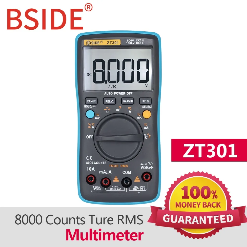 Цифровой мультиметр BSIDE ZT301 ZT302 с автоматическим диапазоном истинный Rms DC/DA