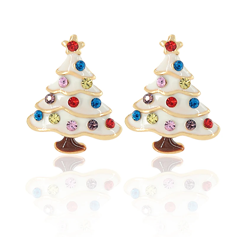 Sell by Pair New Arrival Cute Christmas Tree Stud Earrings Colorful