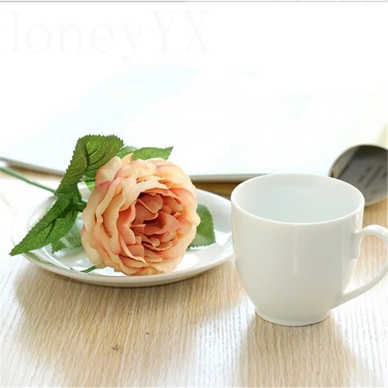 10pcs set Champagne Rose Flowers Bouquet Royal Rose Upscale Artificial 