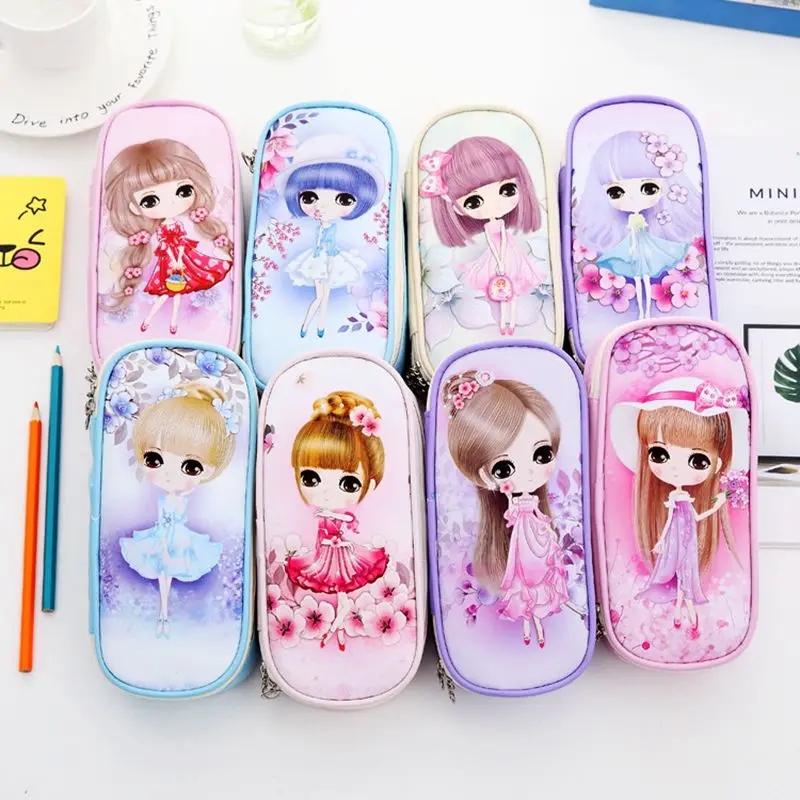 

girl pencil case korean multi function pandent PU pencil case big capacity pencil bag estojo escolar school supplies S18174