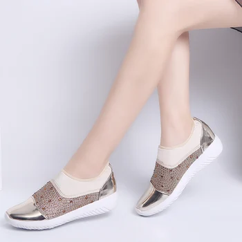 

Women Casual Shoes 2019 Plus Size 35-43 Wedges Slip on Shoes Black Boat Shoes Woman Sneakers Bling Ladies Shoes Zapatos mujer