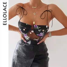 Ellolace Sexy Mesh Floral Embroidery Bodysuit Women Fashion Strappy Rompers Transparent Bodys Female Overalls Bodycon Catsuit beige lace details strappy mesh bodysuit with no falsies