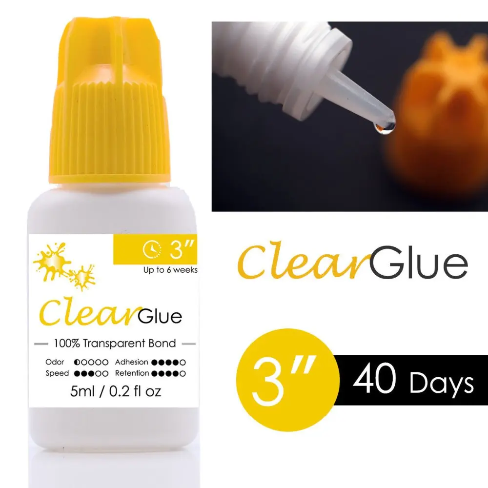 

Mia Clear Eyelash Glue Color lashes Adhesive Eyelash Extension Semi Permanent Transparent Fast Dry, Strong Bonding. 3 s, 6 weeks